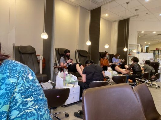 Pedicures in nice, clean nail salon.