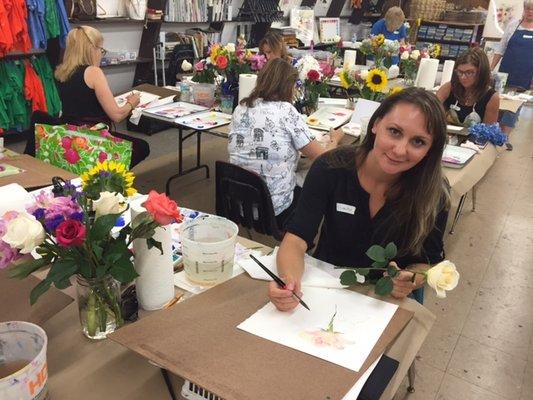 Painting watercolor flowers with Janet Rogers!