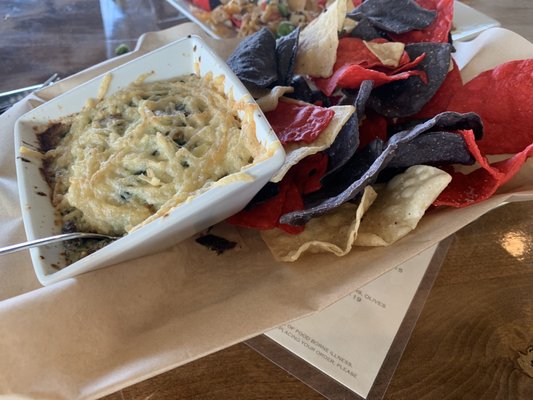 Artichoke dip and chips