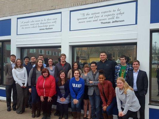 Vote Smart staff and interns in front of their office, hosted by Drake University!