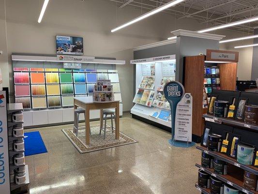 Interior of store the color selection area