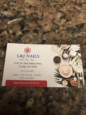 Business Card with hours