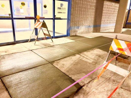 Replacing concrete in front of a fitness center