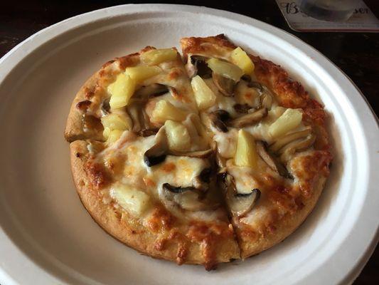 Personal Pizza with Mushrooms and Pineapple