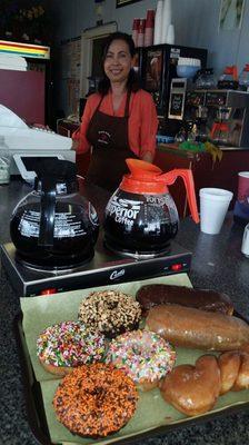 Ra, the shop owner. Always a smile served with every donut and coffee