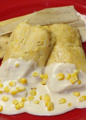 Sweet Corn Tamale w/ Lemony Cheese Sauce