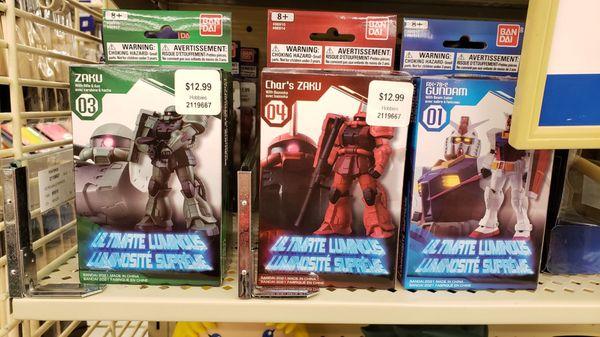 Gundam figures.