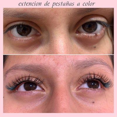 Extensión de pestañas a colores