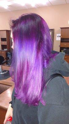 Rainbow purple hair .