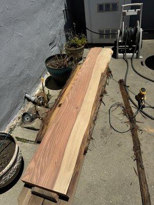 Cut down redwood for shelf