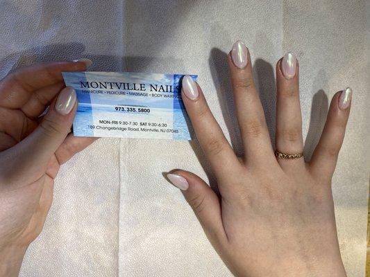 Uv gel extensions with chrome nails