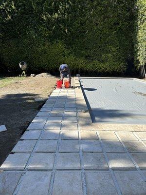 Installing tile pavers