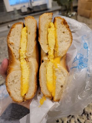 Egg and cheese bagel sandwich...So good!!!