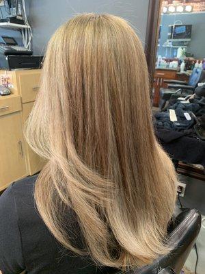 Balayage blond from dark hair