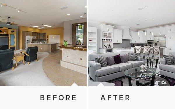 BEFORE AND AFTER REMODELING.