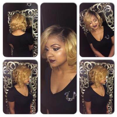 Commercial enhancement bob done by using glue and a cap. Change your look with out compromising your natural hair.