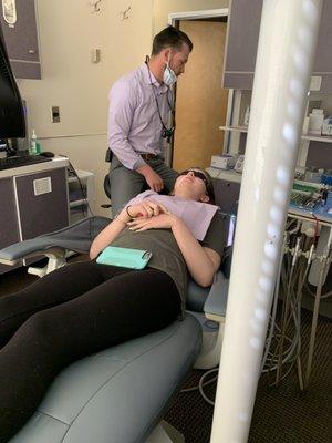 Daughter getting 2 minor fillings.