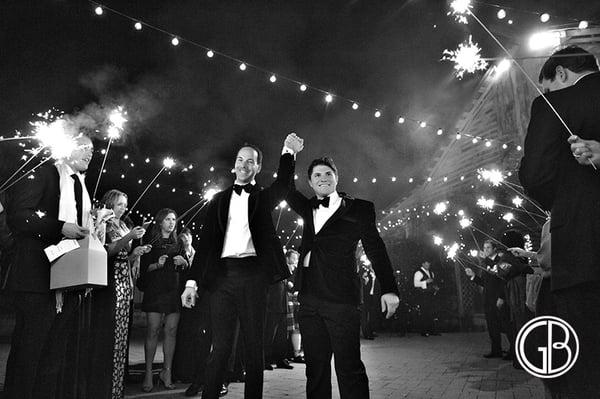 Sparkler exit at a Fearrington House wedding in Pittsboro, NC.  October 2015.