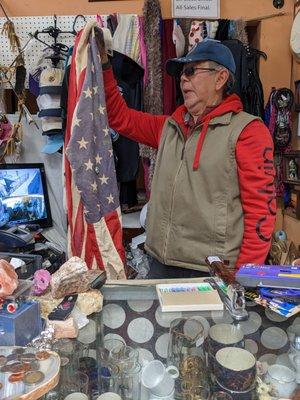 Freddy, (the owner) taking one last look at his antique American flag. Thanks Freddy!