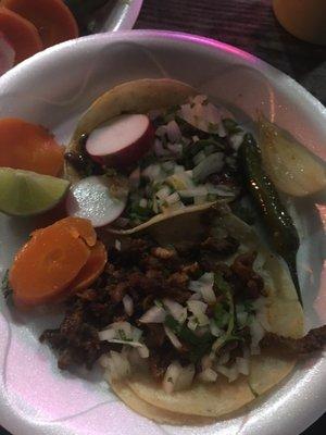 El pastor and barbacoa tacos