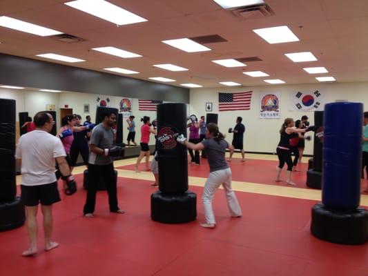 Our kickboxing aerobic class in mid class.