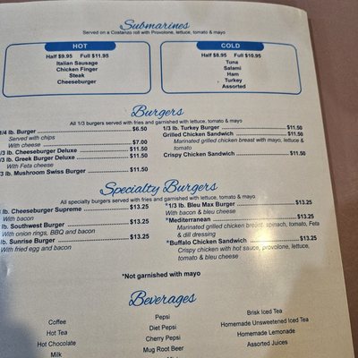 Updated menu