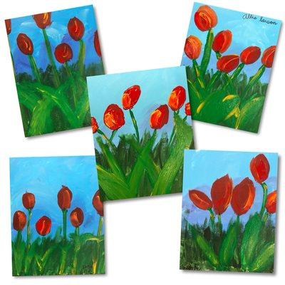 Acrylic Skagit Valley tulips by the Thursday K-6 class