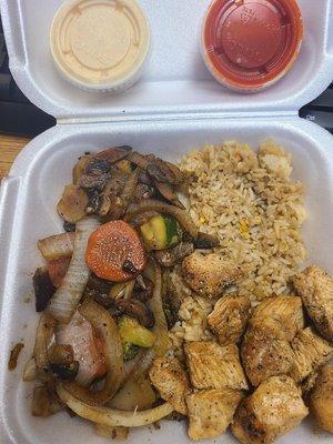 Veggie Hibachi Meal ($10) with Chicken added ($4)