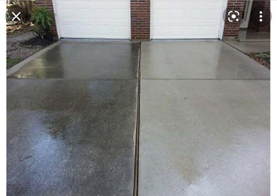 Before and after pressure washing your walkway