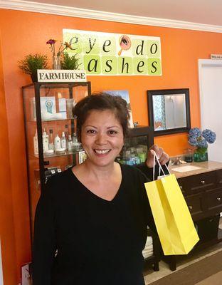 Annalyn got her 1st eyelash extensions; "WOW!!! Now I can see my lashes and they are curl."