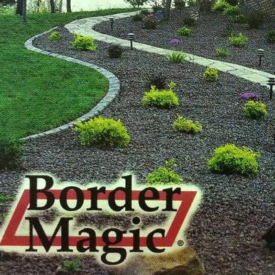 Border magic edging, walkway, lighting, shrubs and landscape rock