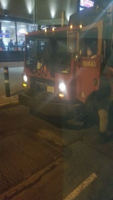 Blocking the bus stop, putting people in harms way.