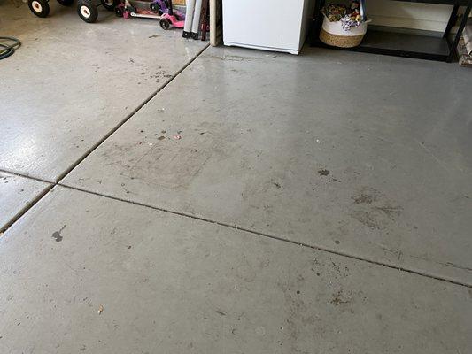 They said the cleaning crew does not clean the garage. Sticky and stained.