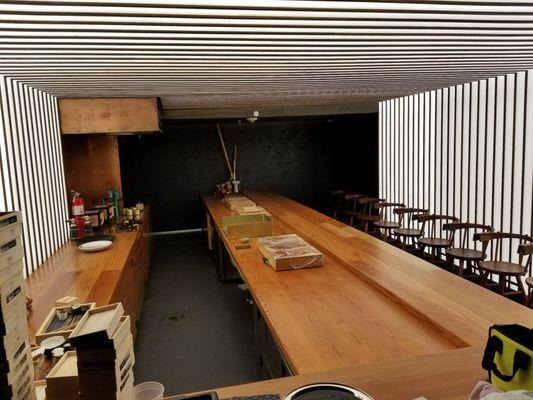 Otoko Sushi bar complete wood restoration.