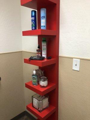 Women's bathroom shelf