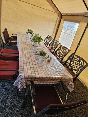 Outdoor covered seating available