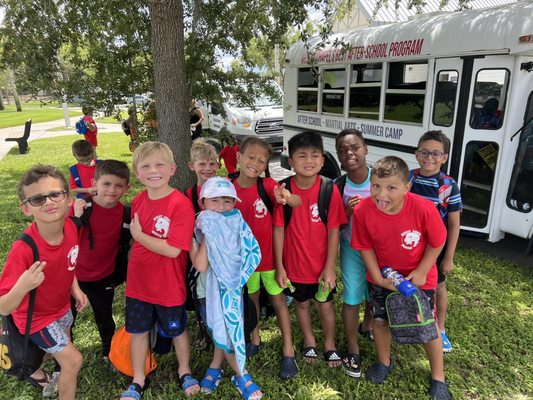 Summer campers at the pool