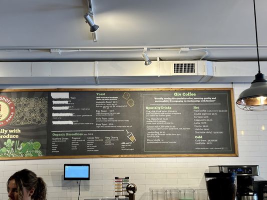 menu as of april 2024