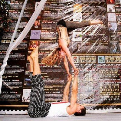 An "Old Hollywood" themed Aerial/Acrobatic Duo performance at the Louisiana International Film Festival 2016.