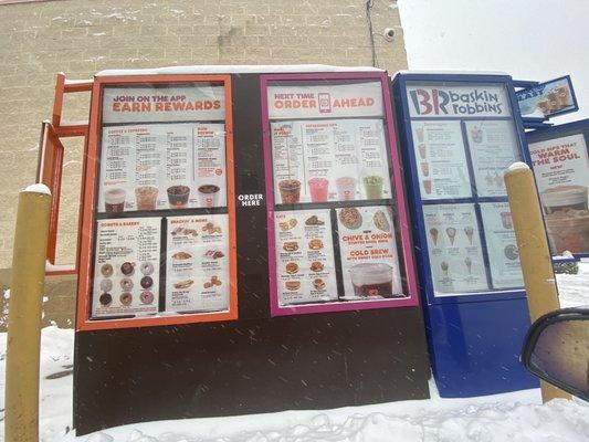 Drive thru menu