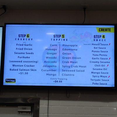 Menu as of 1/10/21