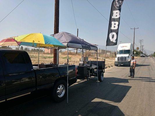 Tha bbq truck and trailer. Look for it.