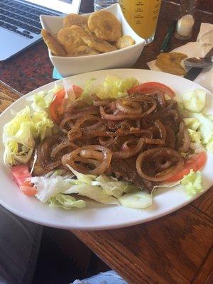 Steak with onions