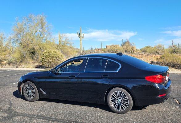 Our BMW 530i that we use to pick up valued clients. We always make sure that it's super immaculately clean because we really care about you.