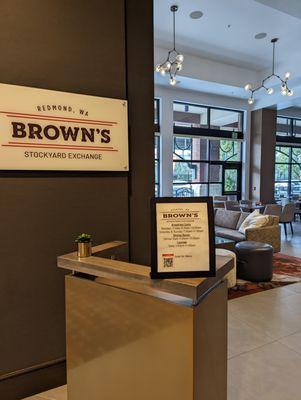 Brown's host stand and welcome area