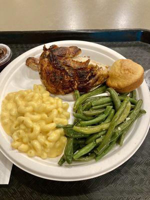 Quarter White , Macaroni & Cheese , String Beans (deliciously garlicky)