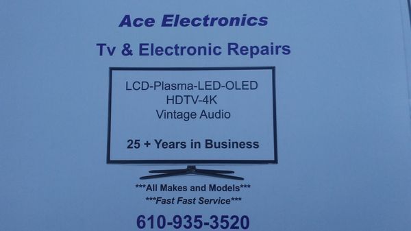 Ace Electronics Repair is a family owned and run business in Phoenixville, PA. We specialize in TV, Audio and Vintage Electronic Repairs!