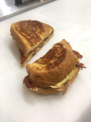 Baconutter Sandwich is bacon peanut butter real maple syrup seasoned properly on brioche french toast-for a limited time-