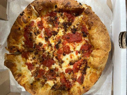 Chicago deep dish with sausage