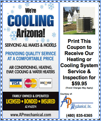 Special Offer on Heating or Cooling System Service and Inspection at www.APmechanical.com